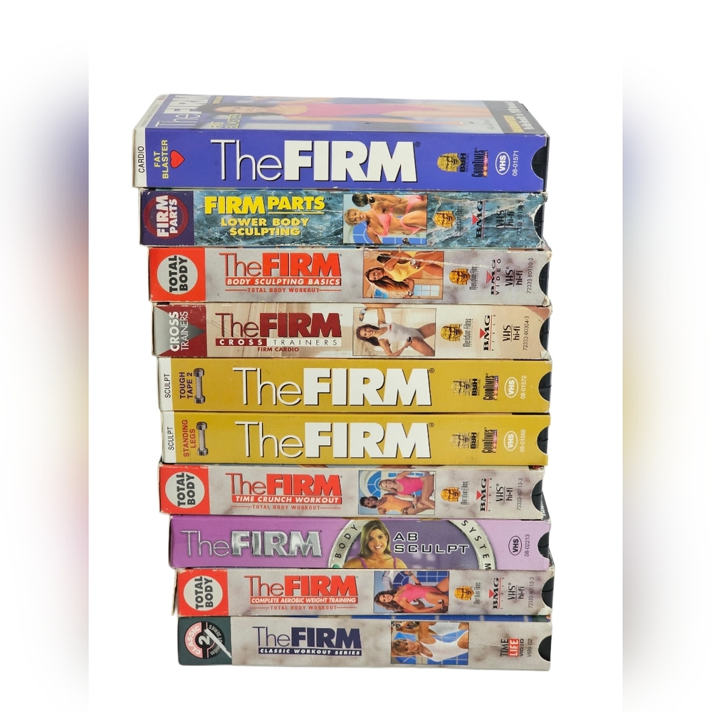 THE FIRM VHS LOT of 10 Workout Aerobic Cardio Exercise Tapes Body Ab Sculpting
